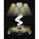 Gabbiano (Gri Kasa, Sarı Işık) Ledli Modern Sarkıt Linear LED Avize Salon Mutfak Oturma Odası Yatak Odası Antre Hol LED