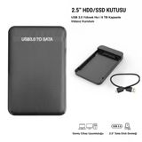 Gabble 2.5" Hdd Ssd Kutusu Usb 3.0/3.1 Sata Harici Disk Kutusu Siyah Kasa 5Gbps 30Cm Kablo