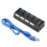 Gabble Usb 3.0 Hub 4 Port Siyah Anahtarlı Çoklayıcı 55Cm Kablo