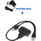 Gabble USB To 2.5-3.5 Inç Sata Çevirici + 12 Volt Adaptör Dahil - Siyah
