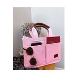 gabies Kadın Kanvas Kumaş Pembe Renk İki Adet Ön Cepli Tote Bag El Ve Omuz Çantası