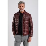 Gabriel Erkek Bordo Şişme Hakiki Deri Mont - 2XL