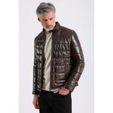 Gabriel Erkek Şişme Hakiki Deri Mont - Fındık - 5XL