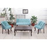 GadaHome Çıday Concept Koltuk Takımı Yumuşak Kadife Malzeme ile 2+1+1 Çay Seti Oturma Grubu 130 cm Turkuaz