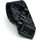 Gaffy Beyaz Kırcıl Desenli Siyah Dokuma Kumaş Mendilli Slim Fit Kravat // SDK-2611-1 - Standart