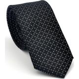 Gaffy Cravatte Beyaz Karışık Desenli Siyah Dokuma Kumaş Mendilli Slim Fit Kravat // SDK-2502-1