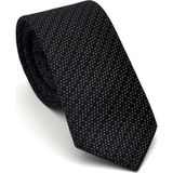 Gaffy Cravatte Beyaz Kırcıl Desenli Siyah Dokuma Kumaş Mendilli Slim Fit Kravat // SDK-2504-1