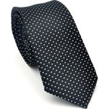 Gaffy Cravatte Beyaz Küçük Kare Desenli Siyah Dokuma Kumaş Mendilli Slim Fit Kravat // SDK-2511-1