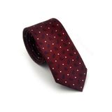 Gaffy Cravatte Beyaz Lacivert Desenli Bordo Dokuma Kumaş Mendilli Slim Fit Kravat // SDK-2612-4