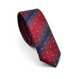 Gaffy Cravatte Bordo Kahverengi ve Lacivert Verev Desenli Dokuma Kumaş Mendilli Slim Fit Kravat // SDK-240802