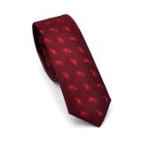 Gaffy Cravatte Kırmızı Şal Desenli Bordo Dokuma Kumaş Mendilli Slim Fit Kravat // SDK-240810