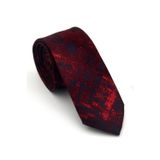 Gaffy Cravatte Lacivert Kırmızı Desenli Bordo Dokuma Kumaş Mendilli Slim Fit Kravat // SDK-2608-4
