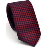 Gaffy Cravatte Lacivert Piti Kare Desenli Bordo Dokuma Kumaş Mendilli Slim Fit Kravat // SDK-2503-6