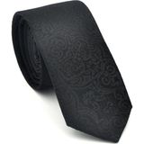 Gaffy Cravatte Şal Desenli Siyah Dokuma Kumaş Mendilli Slim Fit Kravat // SDK-2506-1
