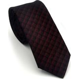 Gaffy Cravatte Siyah Küp Desenli Bordo Dokuma Kumaş Mendilli Slim Fit Kravat // SDK-2605-4