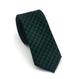 Gaffy Cravatte Siyah Küp Desenli Yeşil Dokuma Kumaş Mendilli Slim Fit Kravat // SDK-2605-8