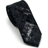 Gaffy Gri Desenli Siyah Dokuma Kumaş Mendilli Slim Fit Kravat // SDK-2608-1 - Standart