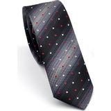 Gaffy Gri Füme ve Siyah Verev Desenli Dokuma Kumaş Mendilli Slim Fit Kravat // SDK-240803 - Gri - Füme - Siyah - Standart