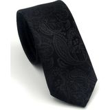 Gaffy Siyah Şal Desenli Dokuma Kumaş Mendilli Slim Fit Kravat // SDK-2603-1 - Standart