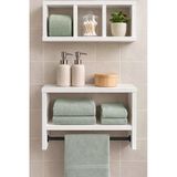 Gafhaus Modern Beyaz 2'Li Banyo Rafı Seti - Havlu Askılı Duvara Monte Ahşap Düzenleyici Organizer