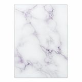 GAGA Cam Kesme Tahtası - Temperli Cam Kesme ve Sunum Tahtası - 25 x 35 cm Beyaz Mermer Desenli - Kaymaz Tabanlı Hijyenik Mutfak Tezgah Koruyucu - Çok Amaçlı Servis ve Doğrama Tahtası