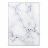 GAGA Cam Kesme Tahtası - Temperli Cam Kesme ve Sunum Tahtası - 25 x 35 cm Beyaz Mermer Desenli - Kaymaz Tabanlı Hijyenik Mutfak Tezgah Koruyucu - Çok Amaçlı Servis ve Doğrama Tahtası