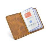 Gaga Hakiki Deri Ruhsat Kabı – El Yapımı Araç Evrak Cüzdanı ve Ruhsat Kılıfı, Günlük Kullanım İçin İnce ve Dayanıklı Tasarım, Ehliyet ve Belgeler İçin Şeffaf Bölmeli Kompakt Organizer - Kahverengi