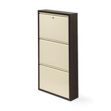 Gaga Mobilya - 3Lu Kilitli Metal Ayakkabilik (Kahve-Krem)