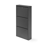 Gaga Mobilya - 3Lu Kilitli Metal Ayakkabilik (Siyah)