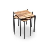 Gaga Mobilya Üçlü Orta Sehpa Dekoratif Zigon Sehpa Yan Sehpa Takımı Metal Ayaklı Modern Tasarım Set (3 lü kare zigon sehpa)