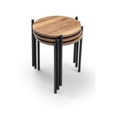 Gaga Mobilya Üçlü Orta Sehpa Dekoratif Zigon Sehpa Yan Sehpa Takımı Metal Ayaklı Modern Tasarım Set (3 LÜ YUVARLAK ZİGON SEHPA)