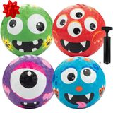Gaga Monster 12,7 cm Oyun Alanı Topları w Hava Pompası (3 Benzersiz Tasarım) - Teneffüs Yakartopu, Kickball, 4 Kare, Gagaball Resmi Okul veya Yaz Kampı Oyunu için Dayanıklı Kauçuk Paket - Çocuklar