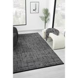 Gaia Antrasit Halı Yıkanabilir Kaymaz Taban Şönil Kilim Dokuma Pamuk Taban Kilim 10123 Antrasit 100 x 200