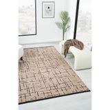 Gaia Bej Halı Yıkanabilir Kaymaz Taban Şönil Kilim Dokuma Pamuk Taban Kilim 10119 Bej 80 x 300