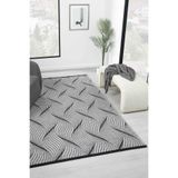 Gaia Gri Halı Yıkanabilir Kaymaz Taban Şönil Kilim Dokuma Pamuk Taban Kilim 10337 Gri 200 x 290