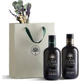 Gaia Oliva Premium Memecik ve Ayvalık Erken Hasat Natürel Sızma Zeytinyağı 2X500ML ve El Yapımı Çiçek Hediye Seti