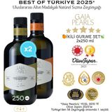 Gaia Pearls Ikili Gurme Set 250 ml x2 AB Coğrafi İşaretli Milas Memecik Erken Hasat Soğuk Sıkım Zeytinyağı
