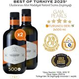 Gaia Pearls İKİLİ SET Turuncu Seri 500 ml x2 AB Coğrafi İşaretli Milas Memecik Erken Hasat Soğuk Sıkım Zeytinyağı Yoğun Meyvemsi