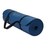 Gaiam Essentials Kalın Yoga Matı Fitness ve Egzersiz Matı Kolay Yapışan Yoga Matı Taşıyıcı Kayışlı, Lacivert, 172 cm U x 61 cm G x 61 cm Kalınlık
