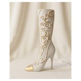 👠gaıazenıum Premium Tasarım Çizme Makyaj Fırçalığı | Makyaj Masası Organizeri | Dekoratif Vazo | Ebat 20X10 - Beyaz - Altın