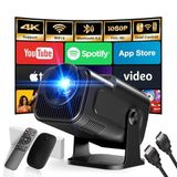 Gaimoo Mini Projeksiyon, 4K FHD 1920x1080P, 180° Döndürülebilir, Taşınabilir, WiFi 6 ve BT 5.2, Android ve iOS, Fare ve Uzak Kumanda, Siyah