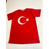 Gala Ay Yıldızlı Türk Bayraklı Tişört Unisex - Kırmızı - 7 Yaş