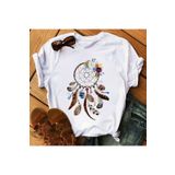 Gala Kadın Tüyü Çiçek Baskılı T-shirt Mod479