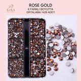 Gala Professional 6 Farklı Boyut Rose Gold Crystal Taş Tırnak Süsleme