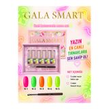 gala smart Neon Kalıcı Oje Seti 5'li Özel Kutusunda Yazlık Canlı Renkler Gel Polish + French Fırça