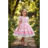 Gala Stil Gala Tüllü Kısakol Kabarık Çocuk Elbise - 2 - 3 Yaş - Pembe