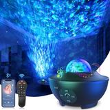 Galaksi LED projektör, zamanlayıcı/uzaktan kumandalı, çocuklar için Bluetooth hoparlörlü