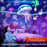 Galaksi Projektör Gece Lambası Dönen Gökyüzü Çocuklar, Doğum Günü, Sevgiliye Hediye 6 Projeksiyon Beyaz