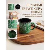 Galaksi Serisi – Kobalt Mavi Sarı Sıçratmalı Retro Emaye Kamp Kupası (400 ml)