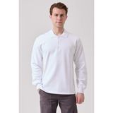 Galanthus Polo Sweat Erkek Uzun Kollu Pamuklu Sweatshirt Iş ve Günlük Kullanım Için - Beyaz - XL